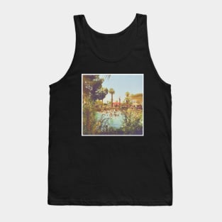 Beautiful Palm Trees Photography design with blue sky and swimming pool holiday vibes Tank Top